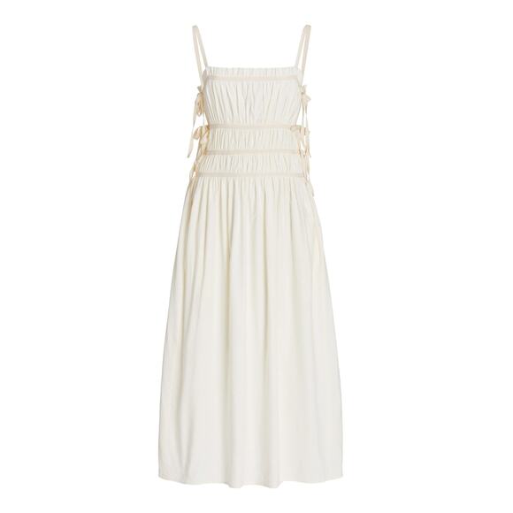 two palms short-sleeve linen collared dress Tommy Bahama Women's Two Palms Double-Ruffle Linen Dress - White